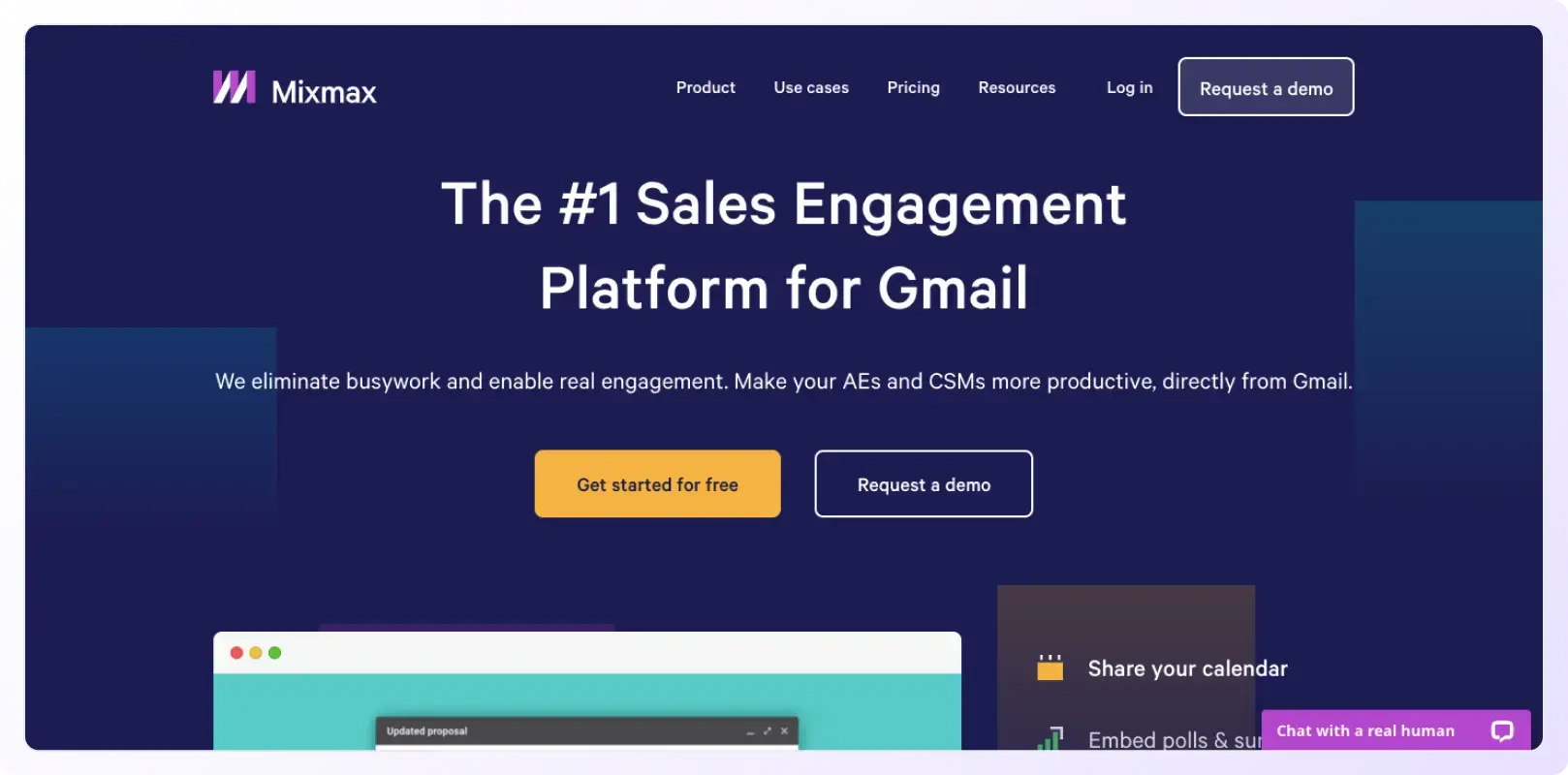 Cold email outreach tool mixmax landing page