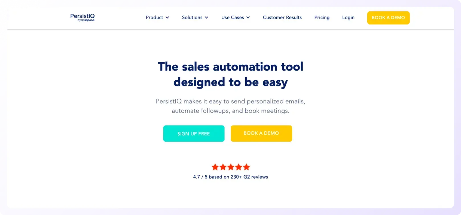Cold email software PersistIQ landing page